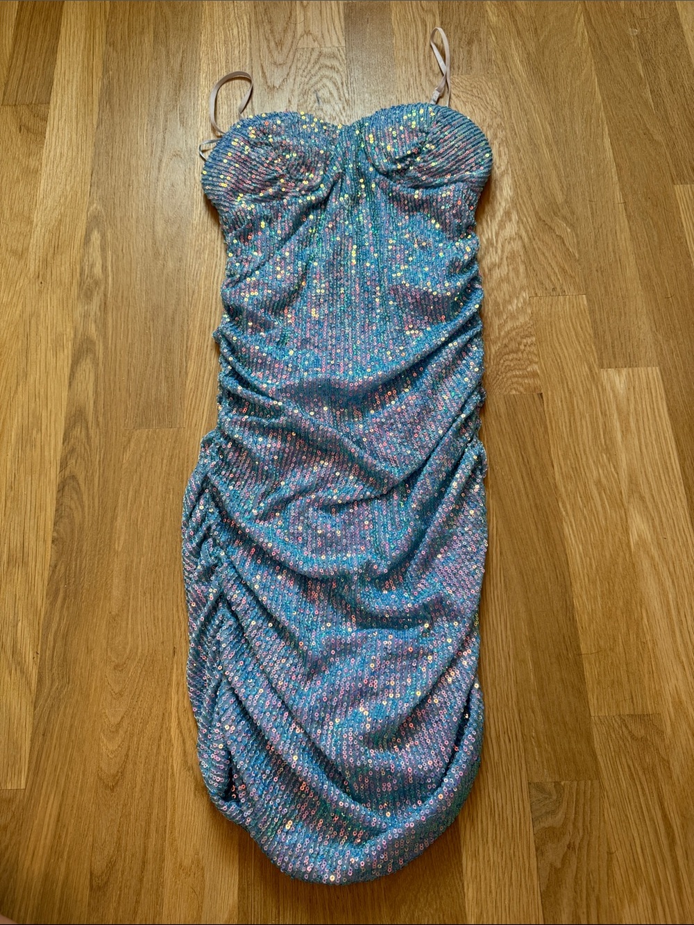 Iridescent Sequin Mini Dress in Blue